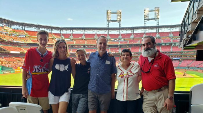 Larry and his family raising awareness of ALS in a tour of ballparks around the U.S.